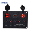 12V 24V Inline Fuse Box LED Rocker Switch Panel 2 USB Charger Socket Boat Marine